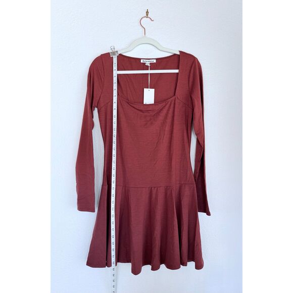 NWT Reformation Coen Jersey Knit Square Neck Mini Dress in Chianti Red Size M - Picture 11 of 16